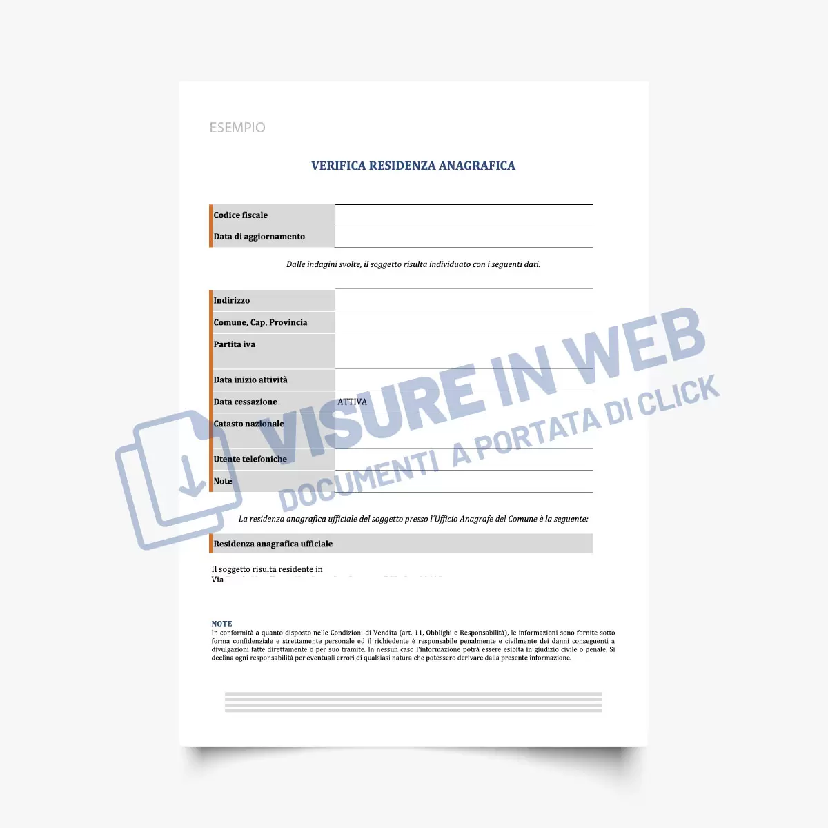 rapporti informativi rintraccio anagrafico